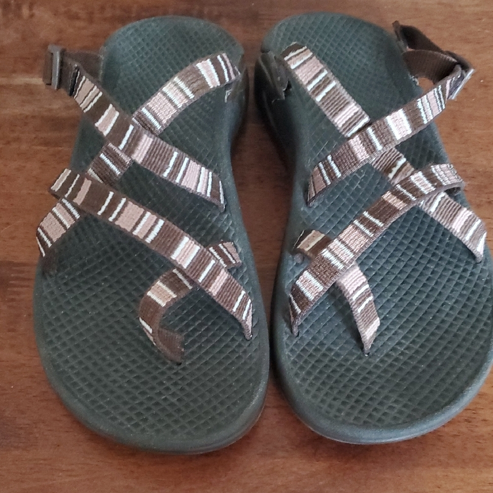 Brown Striped Chaco Sandals Size W6